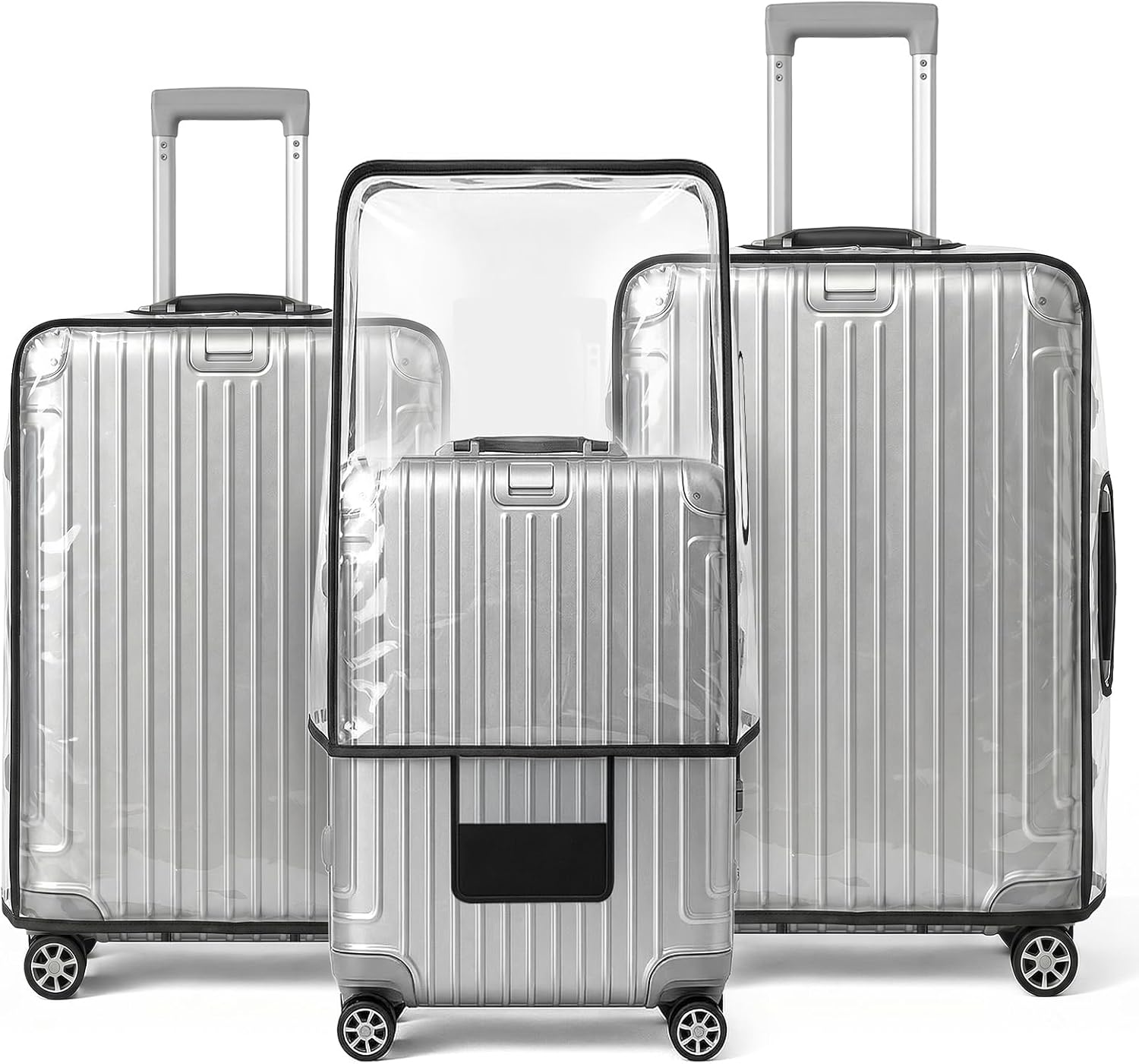 T Tersely 3 Pieces Luggage Cover Protectors, for 20 24 28 inch luggage Clear PVC Suitcase Cover Set,Waterproof Suitcase Protective Covers for Tsa Approved for Travel