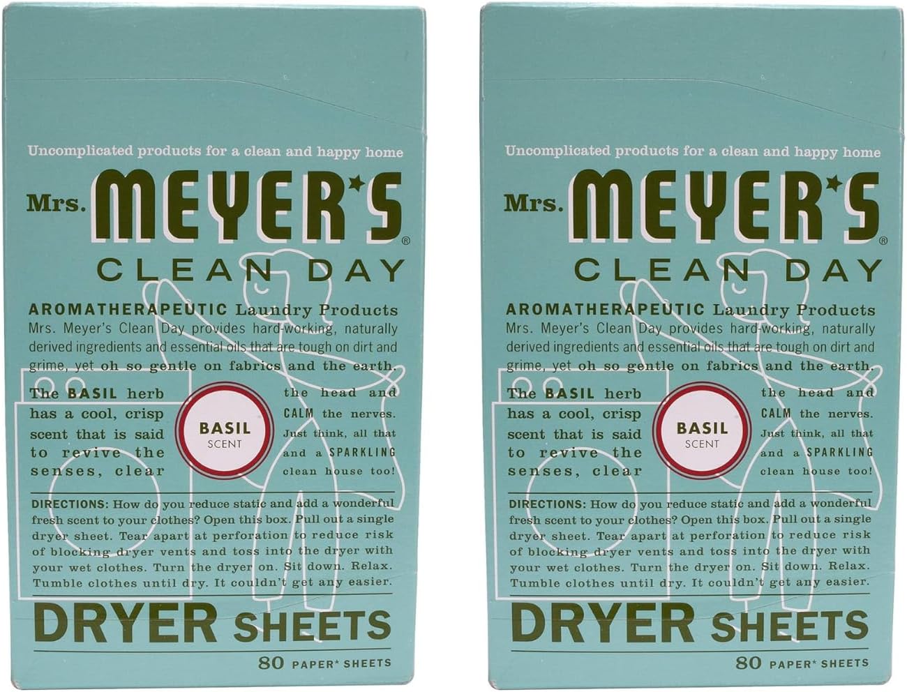 Mrs. Meyer's Clean Day Dryer Sheets - Basil - 80 ct - 2 pk