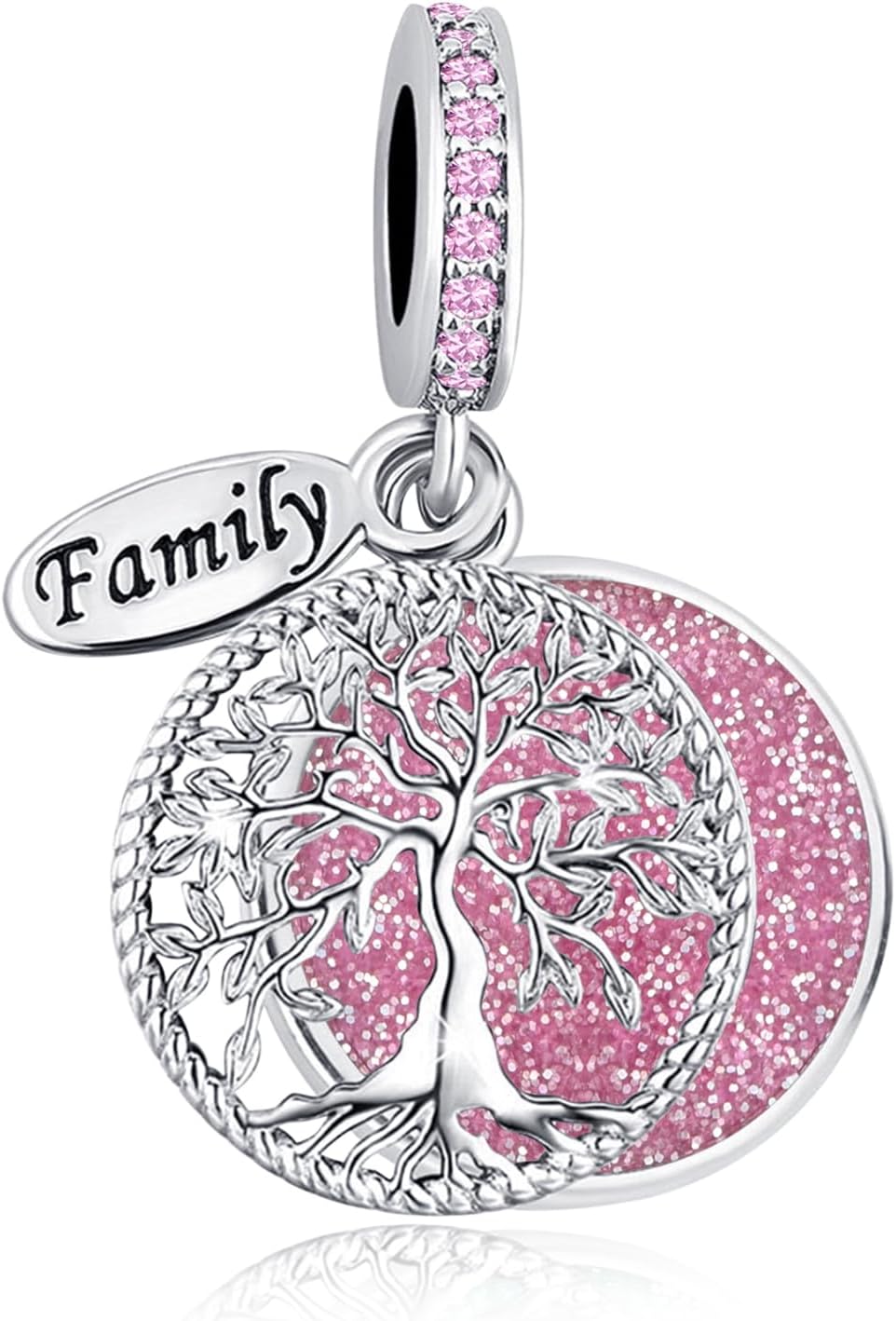 LSxAB Sparkling Tree of Life Family Charms Compatible with Pandora Bracelets