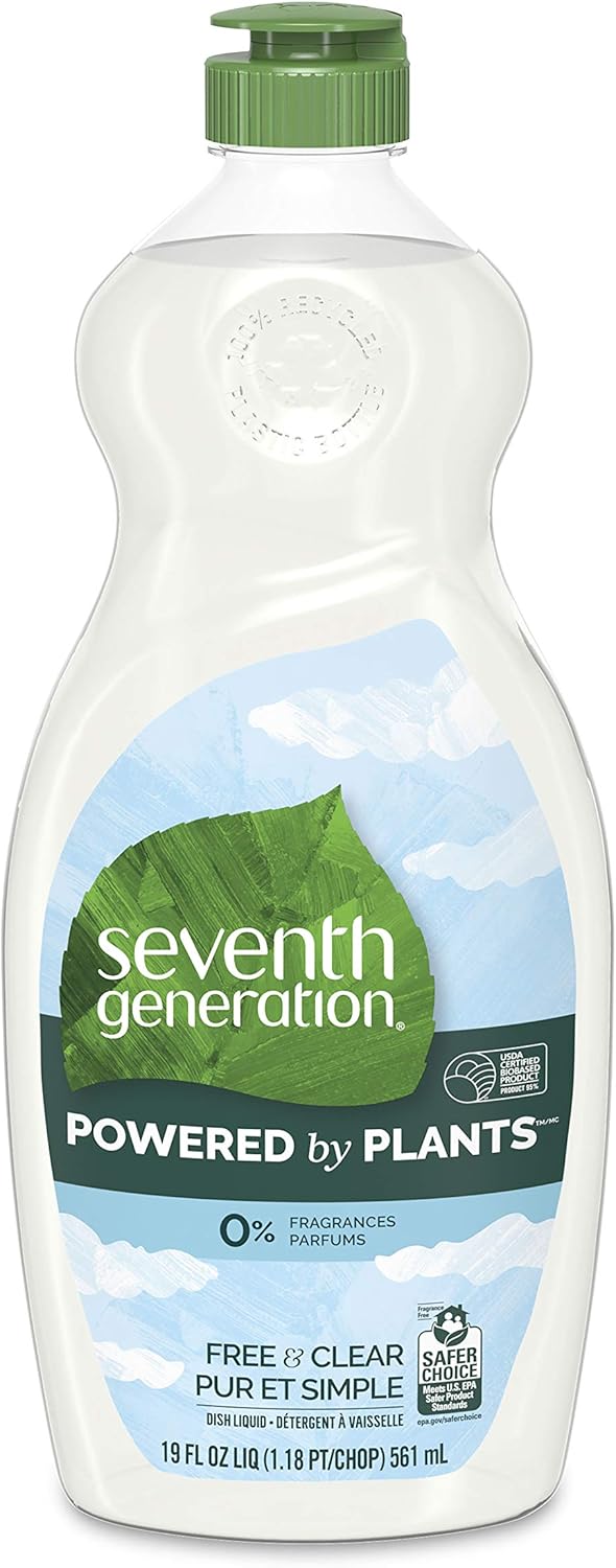 Seventh Generation Dish Liquid Soap Free & Clear liquid soap Pack of 6 Dishwashing Soap Dish Soap for sensitive skin 19 oz