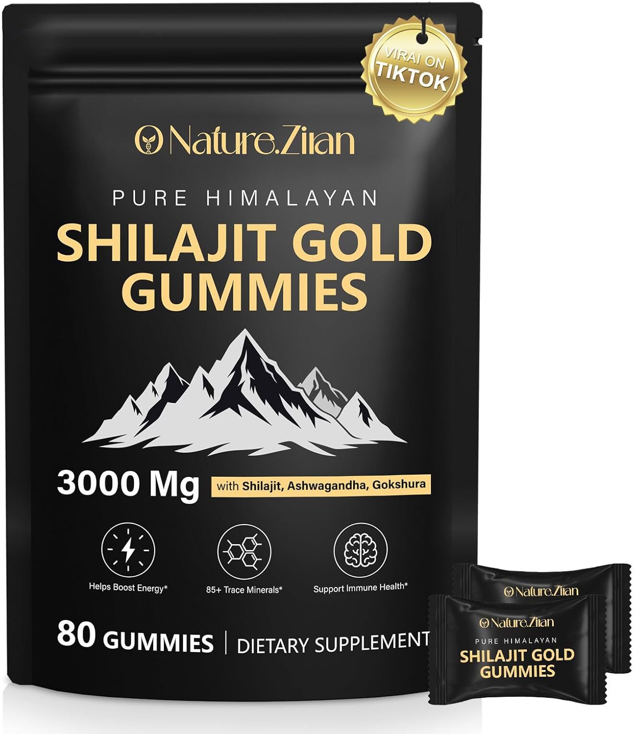 Shilajit Gummies for Men & Women - Pure Himalayan Shilajit Gold Gummies Rich in Ashwagandha, Gokshura with 85+ Minerals, Authentic Flavor, 100% Natural, 80 Gummies