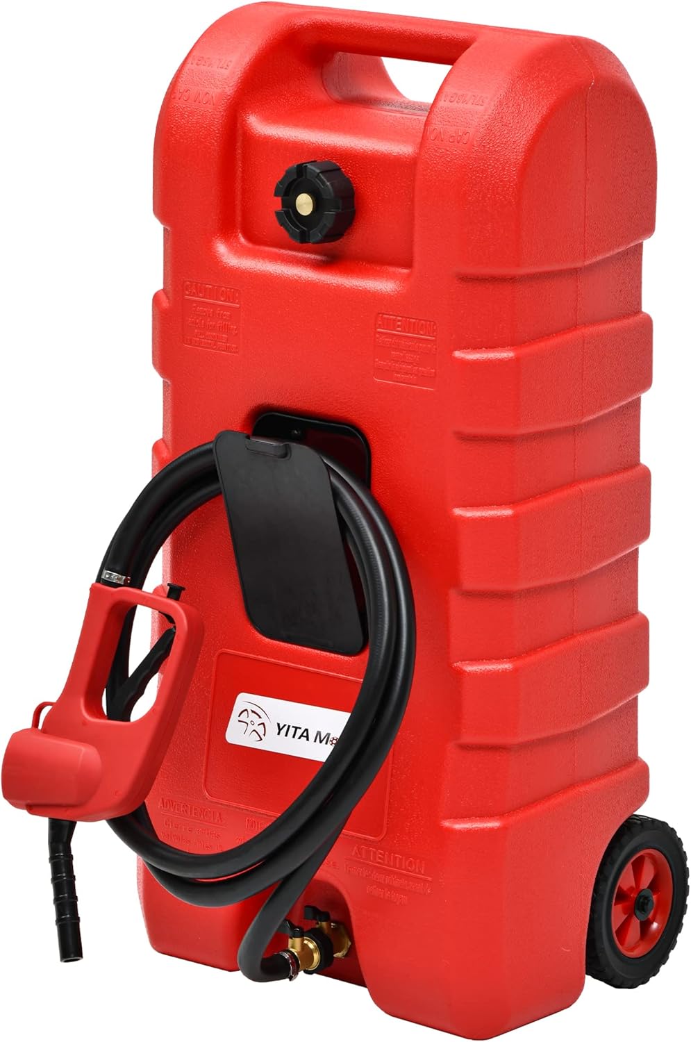 YITAMOTOR Fuel Caddy 15 Gallon, Fuel Transfer Tank, Portable Gasoline Fuel Caddy with Manual Transfer Nozzle, Fuel Container, Red