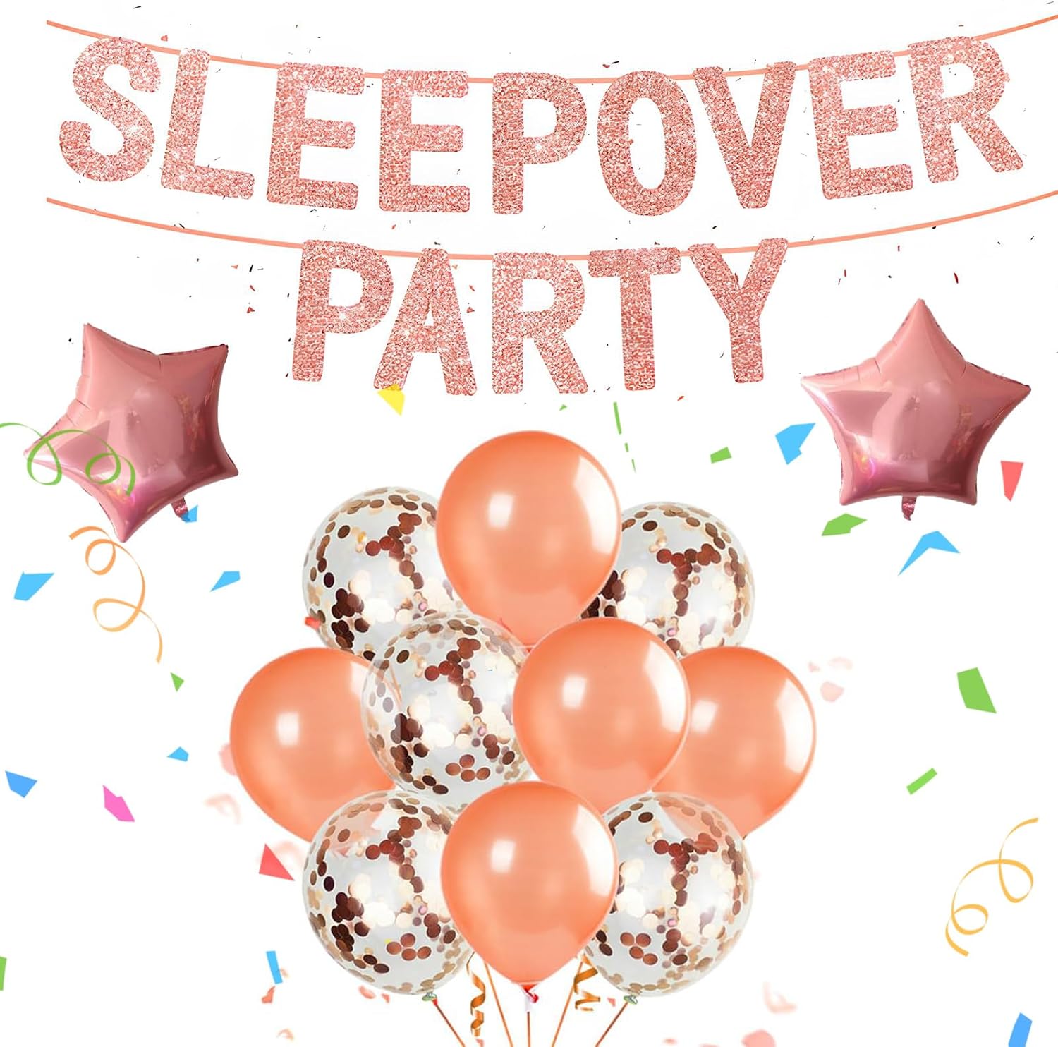 13 Pcs Sleepover Party Supplies For Girls, Sleepover Kit Sliver Heart Foil Balloon Sleeping Eye Cover And Marker Pens Ideal For Birthday Celebrations And Special Occasions