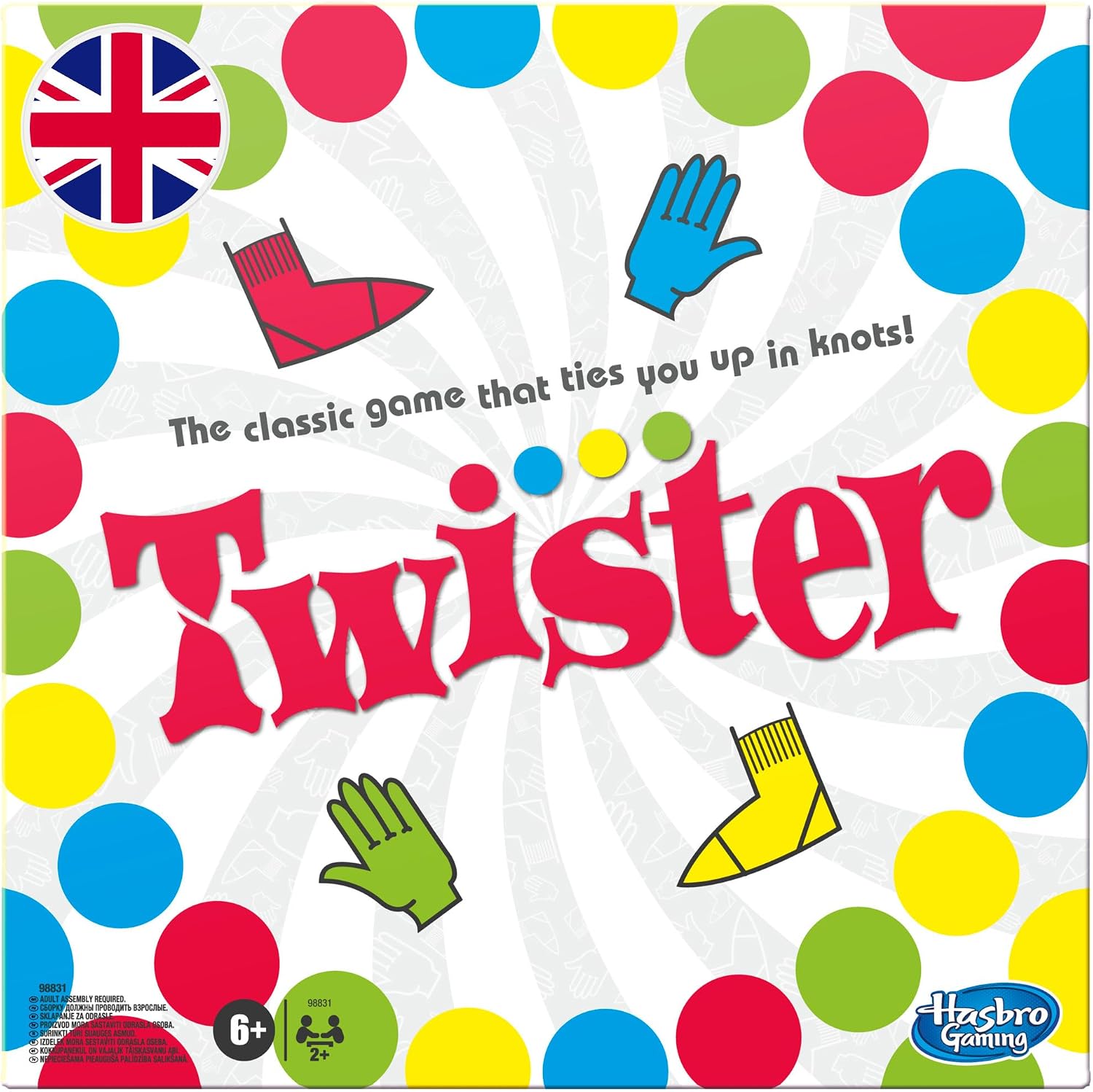Hasbro Gaming Twister Game, Family and Kids Party Game, Twister Board Game Ages 6 and Up, Indoor and Outdoor Classic Game - English Version