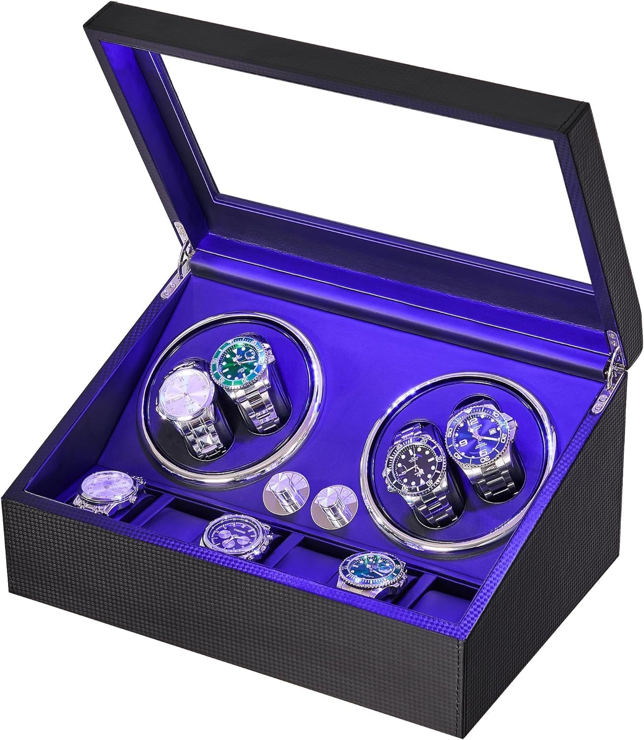ANWBROAD Watch Winder for Automatic 4 Rotating Modes USB and LED Backlight