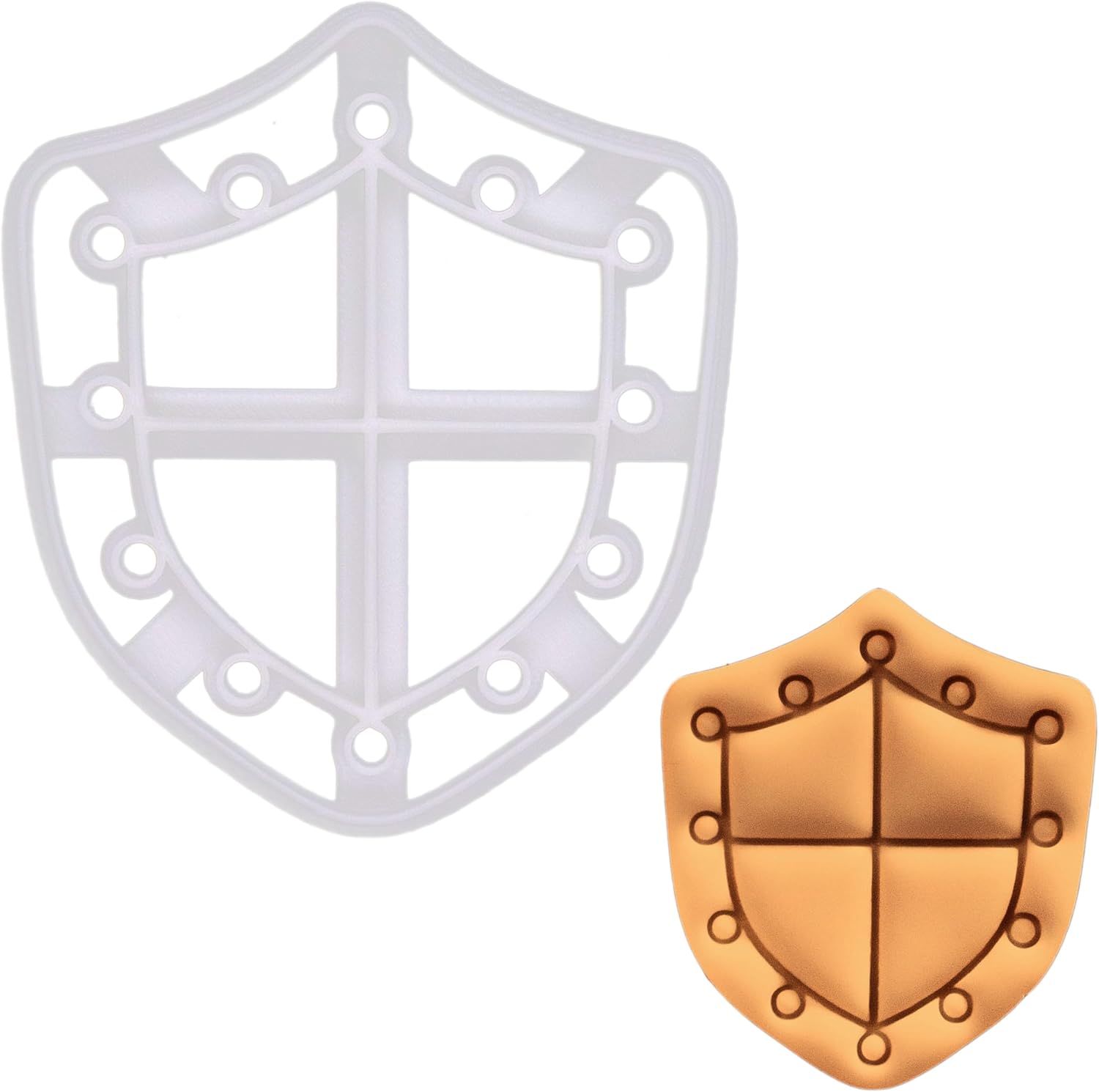 BAKERLOGY Knight Shield Cookie Cutter - Detailed Biscuit Cutter Design for Baking and Crafts, Ideal on Fondant, Dough, Clay