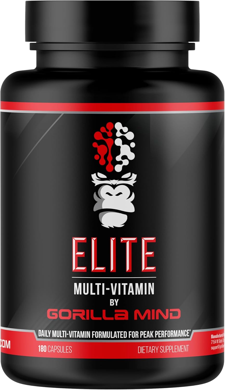 Gorilla Mind Elite Multi-Vitamin (180 Capsules) – Daily Multivitamin Formulated for Peak Performance | 27 Nutrients to Backfill Micronutrient Shortcomings