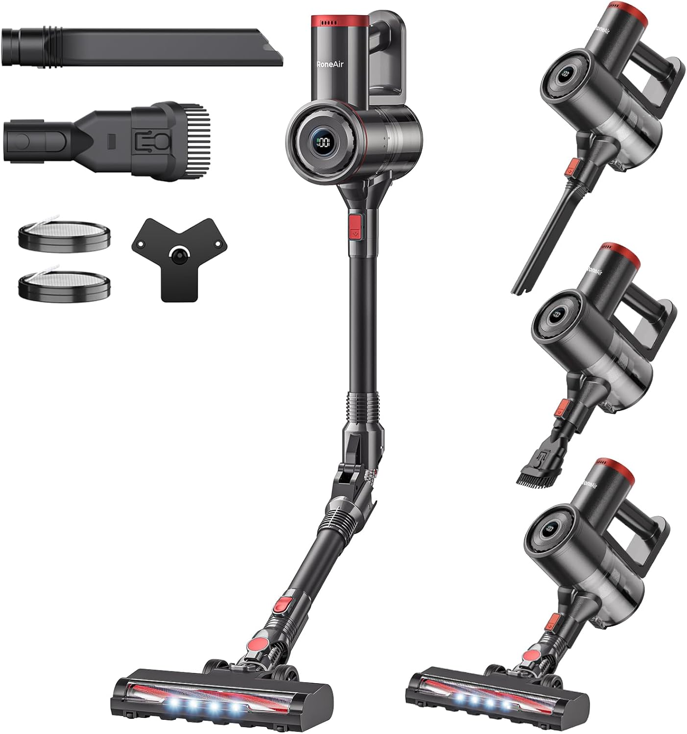 Cordless Vacuum Cleaner with Bendable Wand, Lightweight Stick Vacuum Cleaners for Home, Hard Floor & Carpet, Pet Hair,Under Furniture, 6-in-1 Handheld Vacuum, Self-Standing, Wall Mount Storage