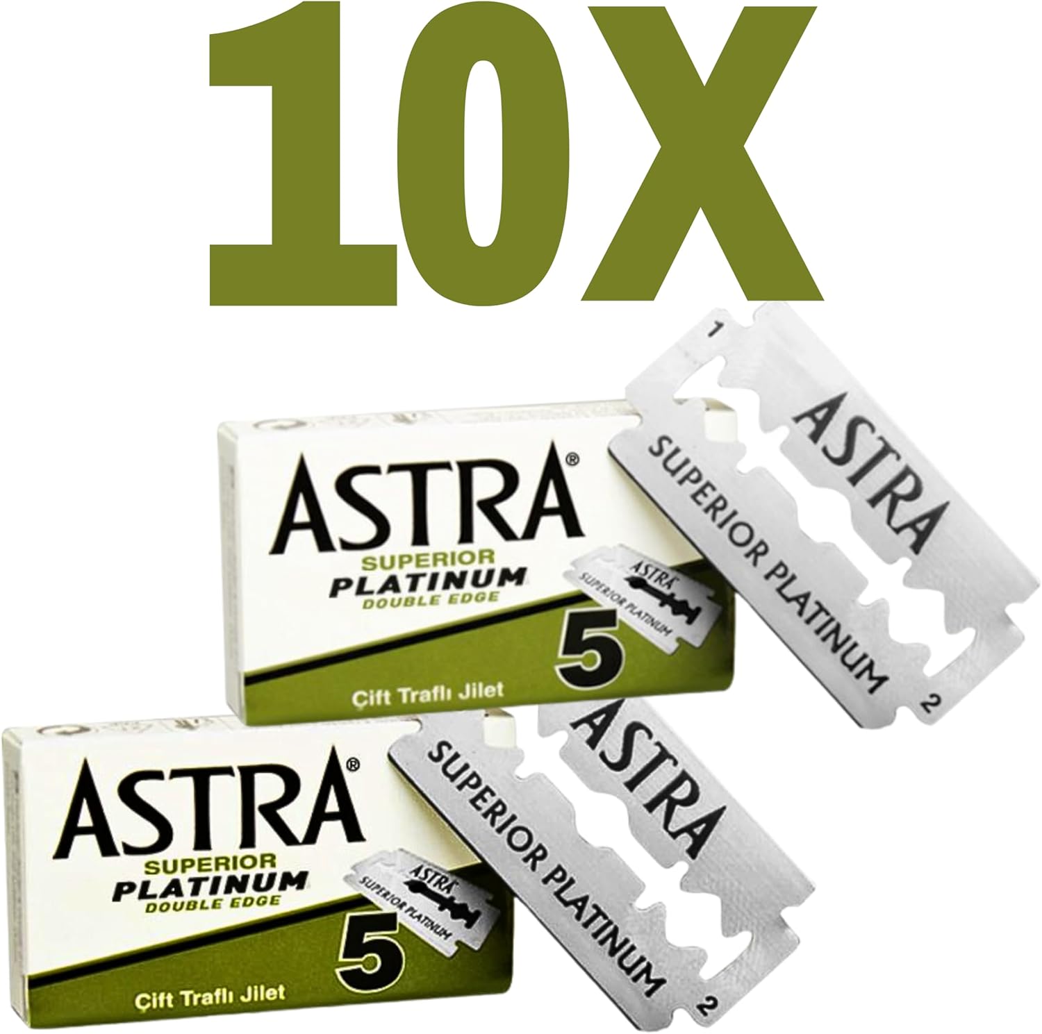 10 Astra Superior Platinum Double Edge Razor Blades For Professional Barbers And Traditional Shaving Enthusiasts