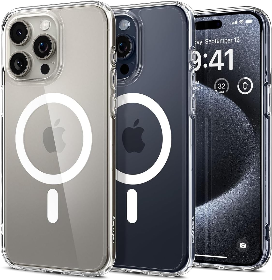 Spigen Ultra Hybrid MagFit Case for iPhone 15 Pro Max, Compatible with MagSafe Accessories - White