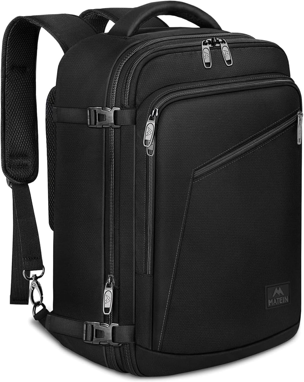 MATEIN Expandable Ryanair Cabin Bags 40x30x20 Underseat, Travel Rucksack Cabin Size 24L, Ryan Air Bag 40x30x20, Under Seat Flight Backpack for Plane, Hand Luggage Backpack for Travelling, Black