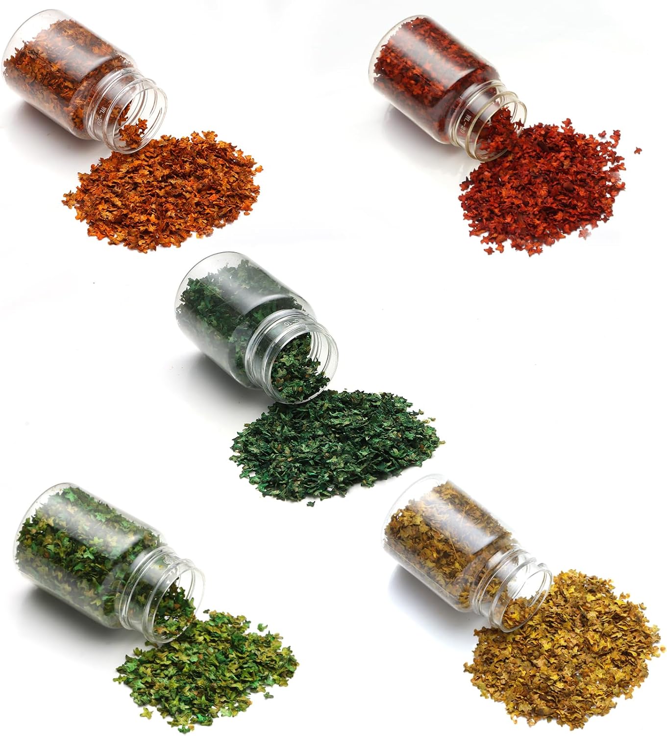 Realistic Miniature Leaves Simulation Leaves for DIY Mini Model Railway Fairy Garden Architecture Diorama Scenery Landscape Layout Christmas Thanksgiving Village Accessories, Pack of 5