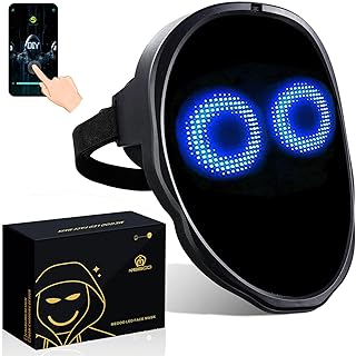MEGOO Led Mask with Bluetooth Programmable App,Shining Led Light Up Face Mask for Adult Kid Halloween Masquerade Party