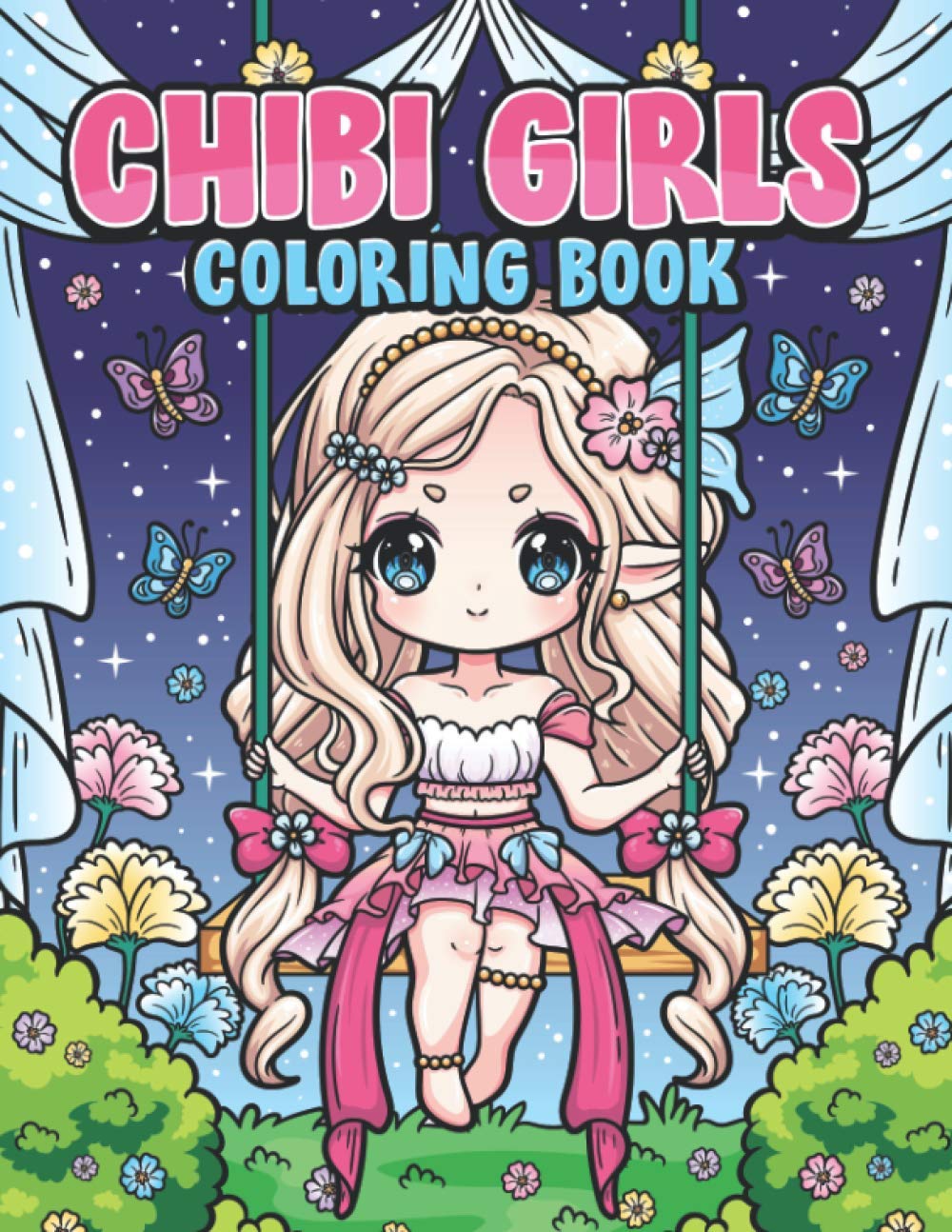 Chibi Girls Coloring Book: Kawaii Japanese Manga Drawings And Cute Anime Characters Coloring Page For Kids And Adults