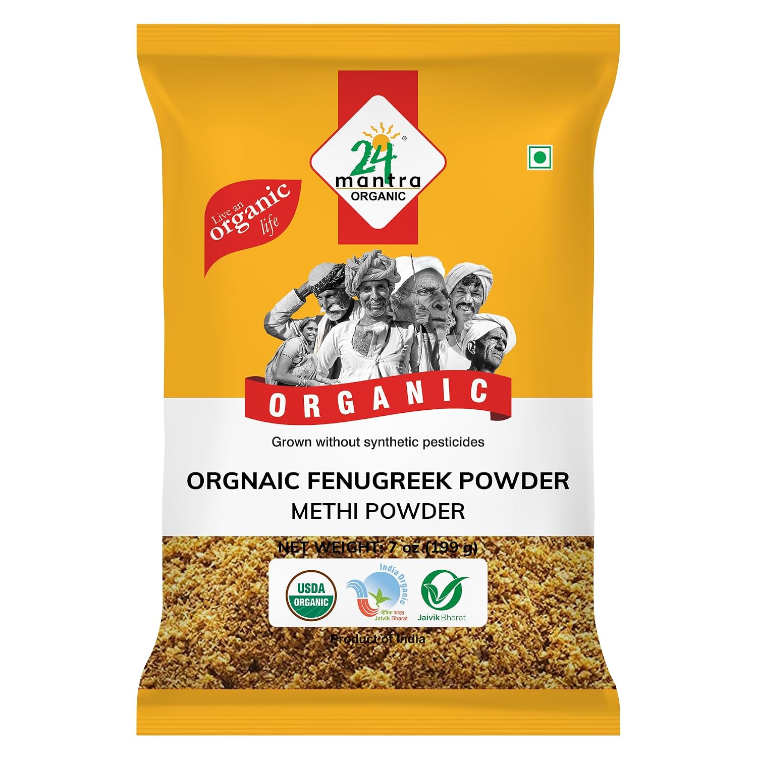 24 Mantra Organic Fenugreek Powder 7 oz – Indian Spices & Blends for Your Hearty Meals | Rich in Antioxidants, Bioactive Compounds & Fiber | Supports Digestive Health | USDA certified