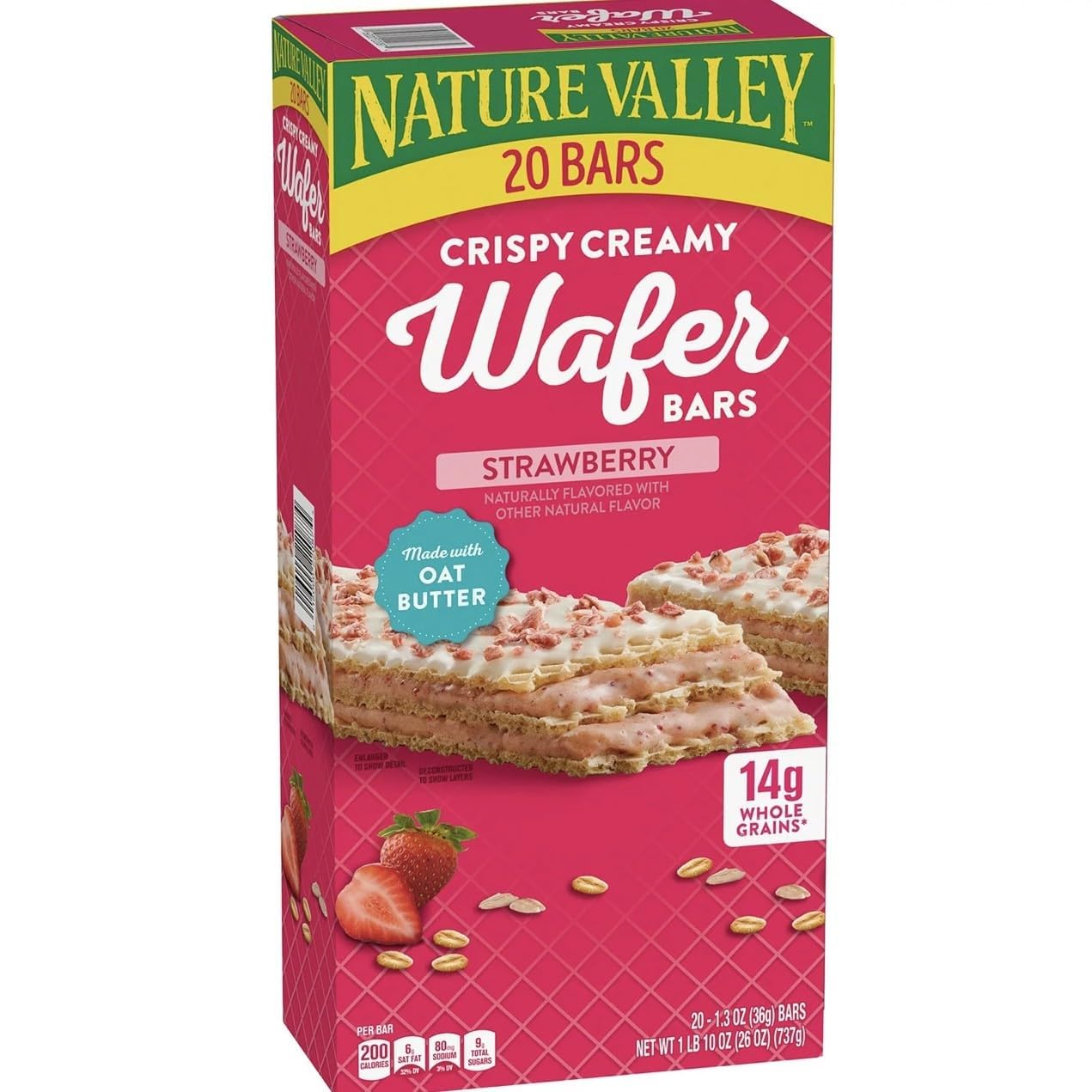Natures Valley Crispy Creamy Strawberry Wafer Bars, 20 Count