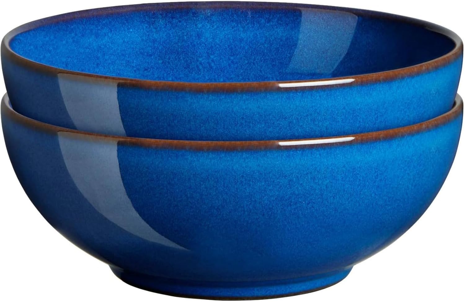 Denby - Imperial Blue Cereal Bowls Set of 2 - Dishwasher Microwave Safe Crockery 820ml 17cm - Royal Blue Ceramic Stoneware Tableware - Chip & Crack Resistant Coupe Soup Bowls