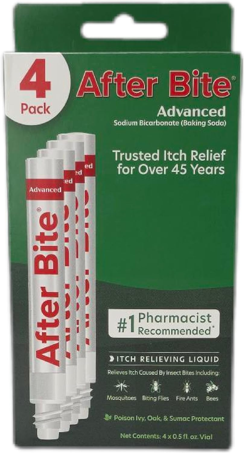 After Bite Advanced Formula - Itch Relief with Sodium Bicarbonate - Ideal for Mosquito & Fire Ant Bites, Bees & More - Portable Pen Applicator - 0.5 oz (4 Pack)