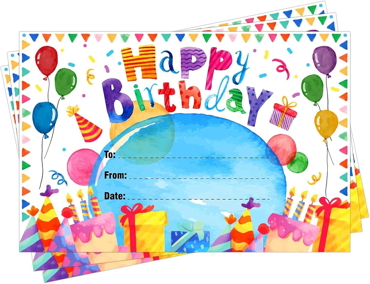 D24TIME Birthday Certificates for Student - 36Pcs Watercolor Happy Birthday Award Gifts for Kids from Teacher Back to School Supplies Preschool Kindergarten Classroom Students Birthdays Awards Gifts