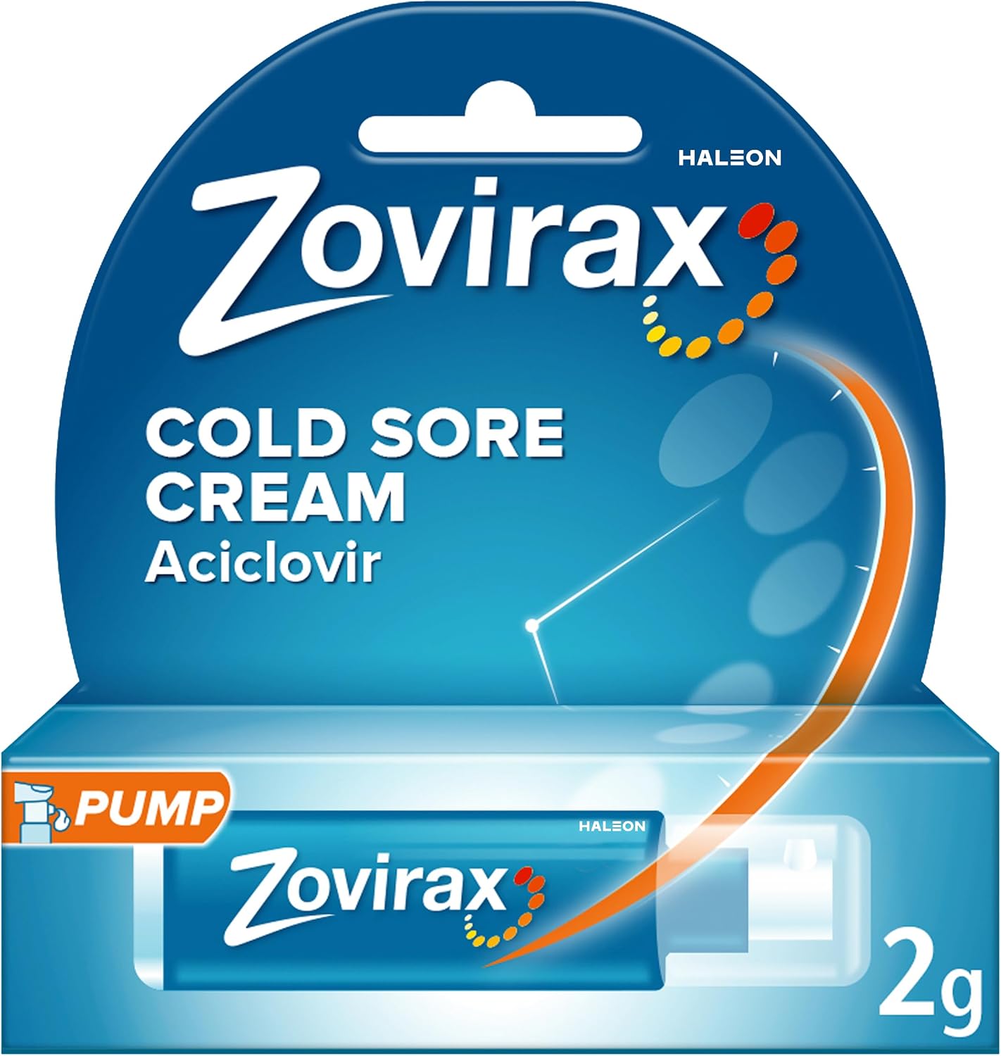 Zovirax Cold Sore Cream for Lips, with Aciclovir, Cold Sore Cream Treatment, Pain Relief, Pump 2g