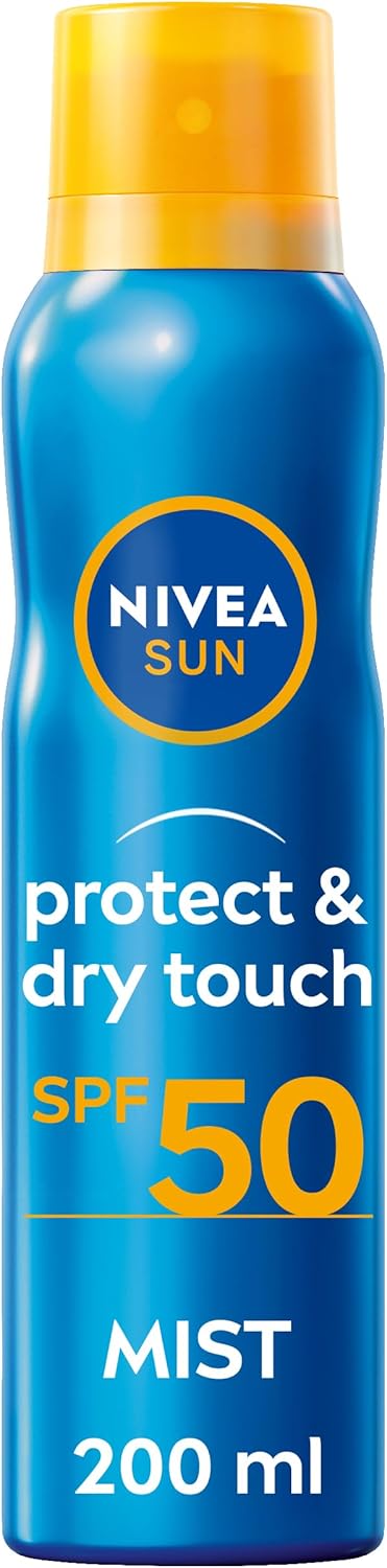 NIVEA SUN Protect & Dry Touch Refreshing Sun Mist Spray SPF50 (200ml), Water-Resistant Sun Spray, Immediate Protection Against UVA/UVB Rays, Sunburns and Premature Ageing (Packing May Vary)