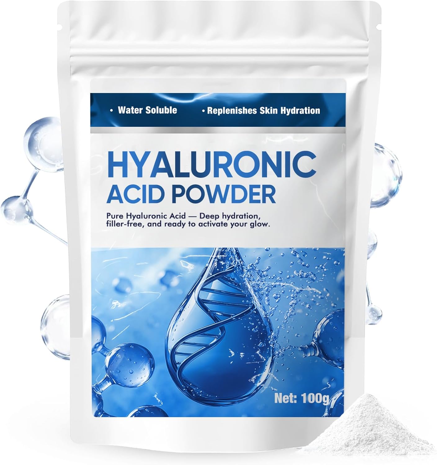 Hyaluronic Acid Powder - Intense Skin Hydration, Anti-Aging & Wound Healing for Face & Body - Pure, Natural & Multipurpose Skincare Supplement