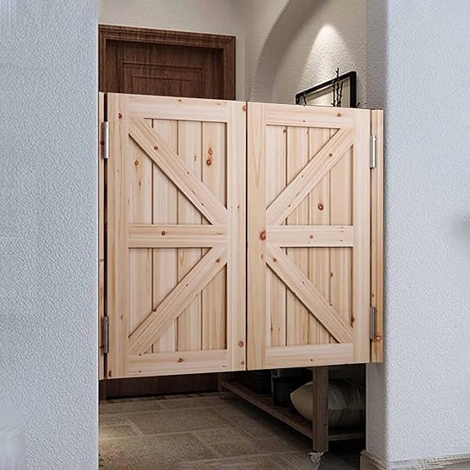 Swinging Doors Cafe Doors, Interior Solid Wood Swing Door, Saloon Cafe Doors, Auto Close Swinging barn Door Swinging Door, Bar Porch Entrance Counter Swinging Door for Indoor (35.4"x35.4")
