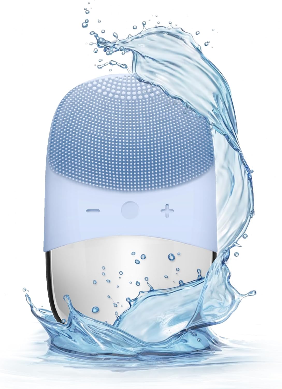 Silicone Face Scrubber, SIWIEY IPX7 Waterproof Sonic Facial Cleansing Brush, USB Rechargeable Sonic Massage Face Brush for Deep Cleansing, Gentle Exfoliating and Massaging (Blue)