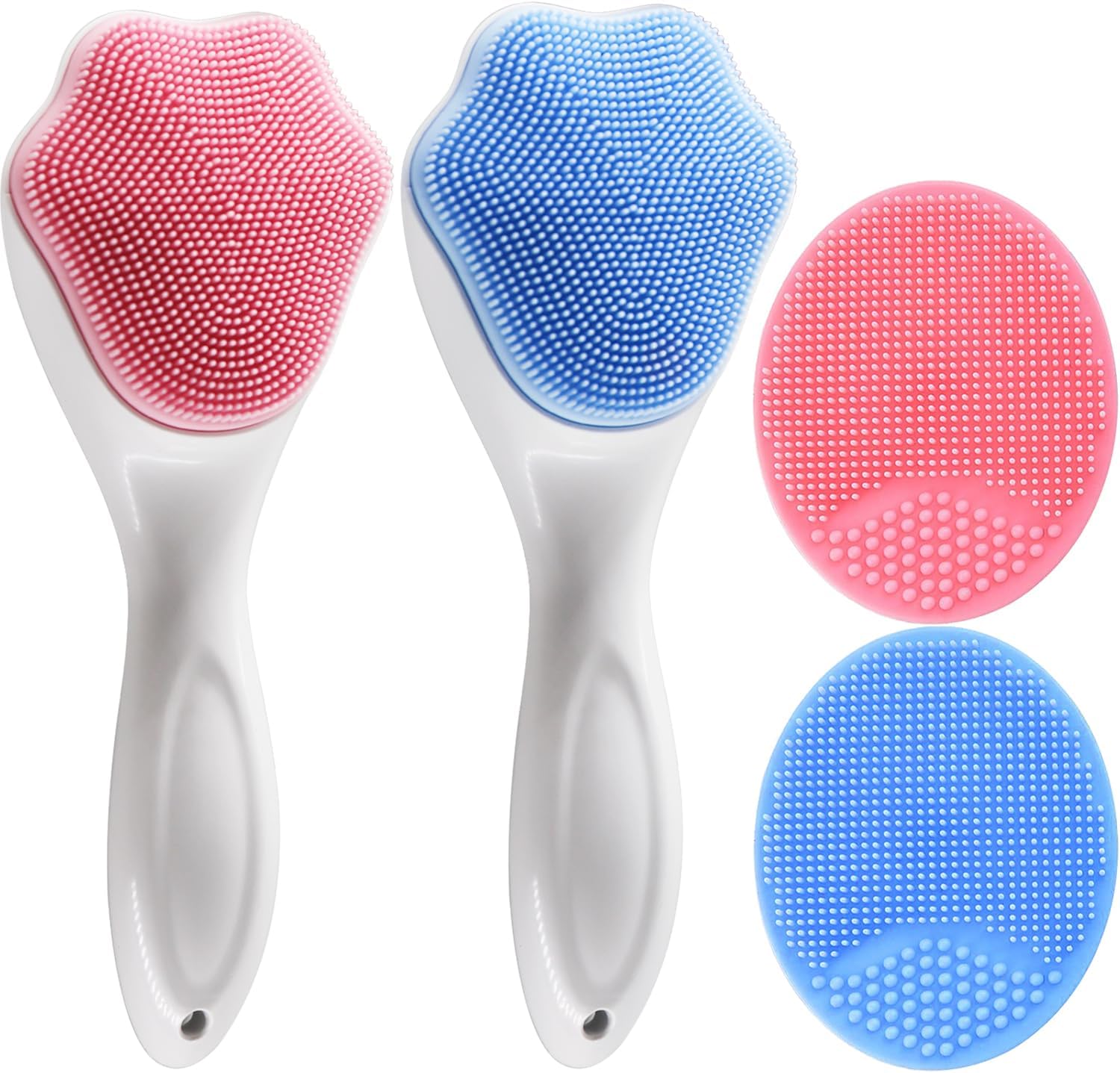 Silicone Face Scrubber and Exfoliator Brush - Facial Cleansing Brush for Blackhead, Acne, Pore, Cradle Cap - Deep Cleaning Skin Care 4 Pack