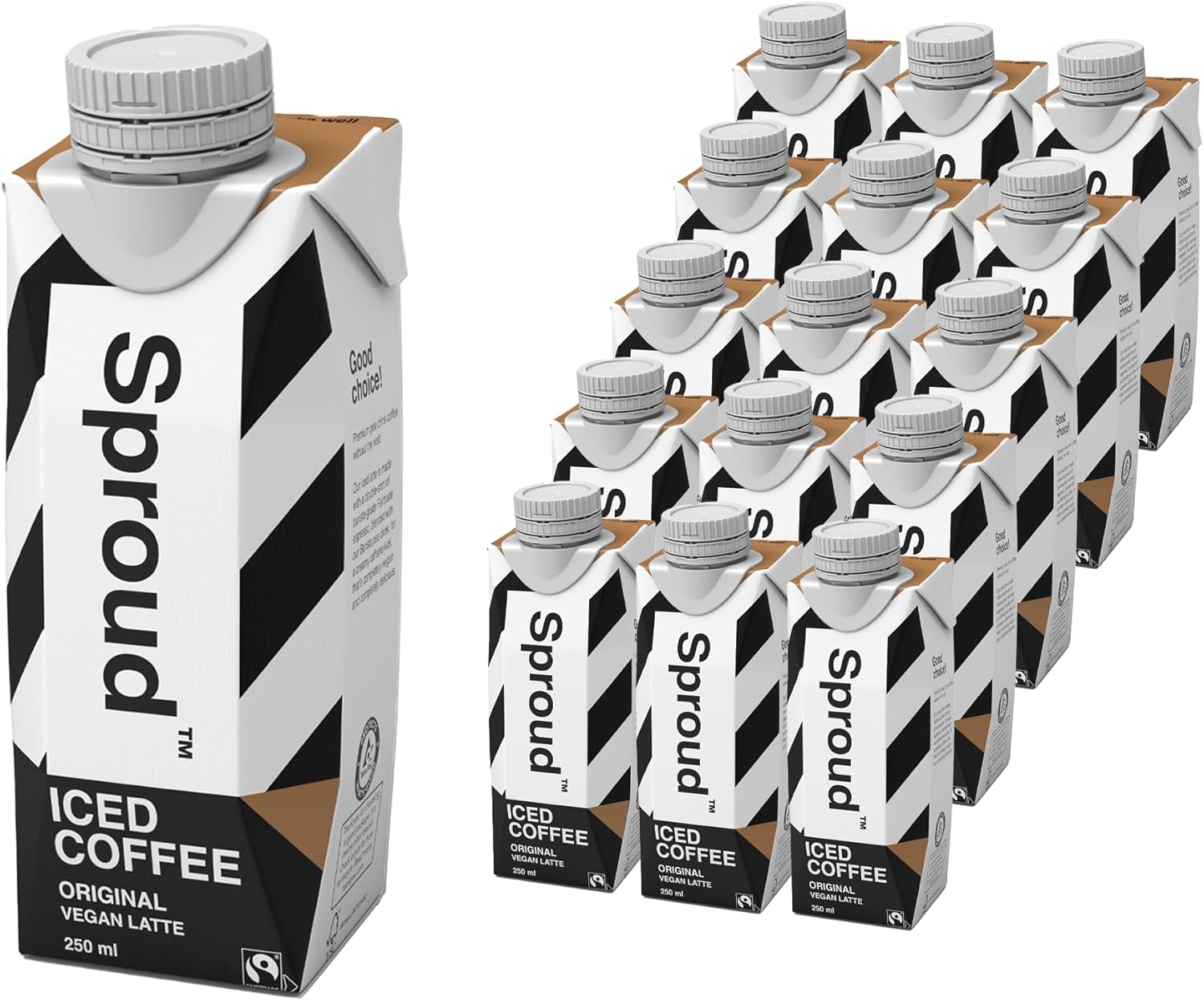 SPROUD Original Latte - Fairtrade Iced Coffee and plant-based milk, low sugar, low carb, high protein made with pea protein (15 x 250ml)