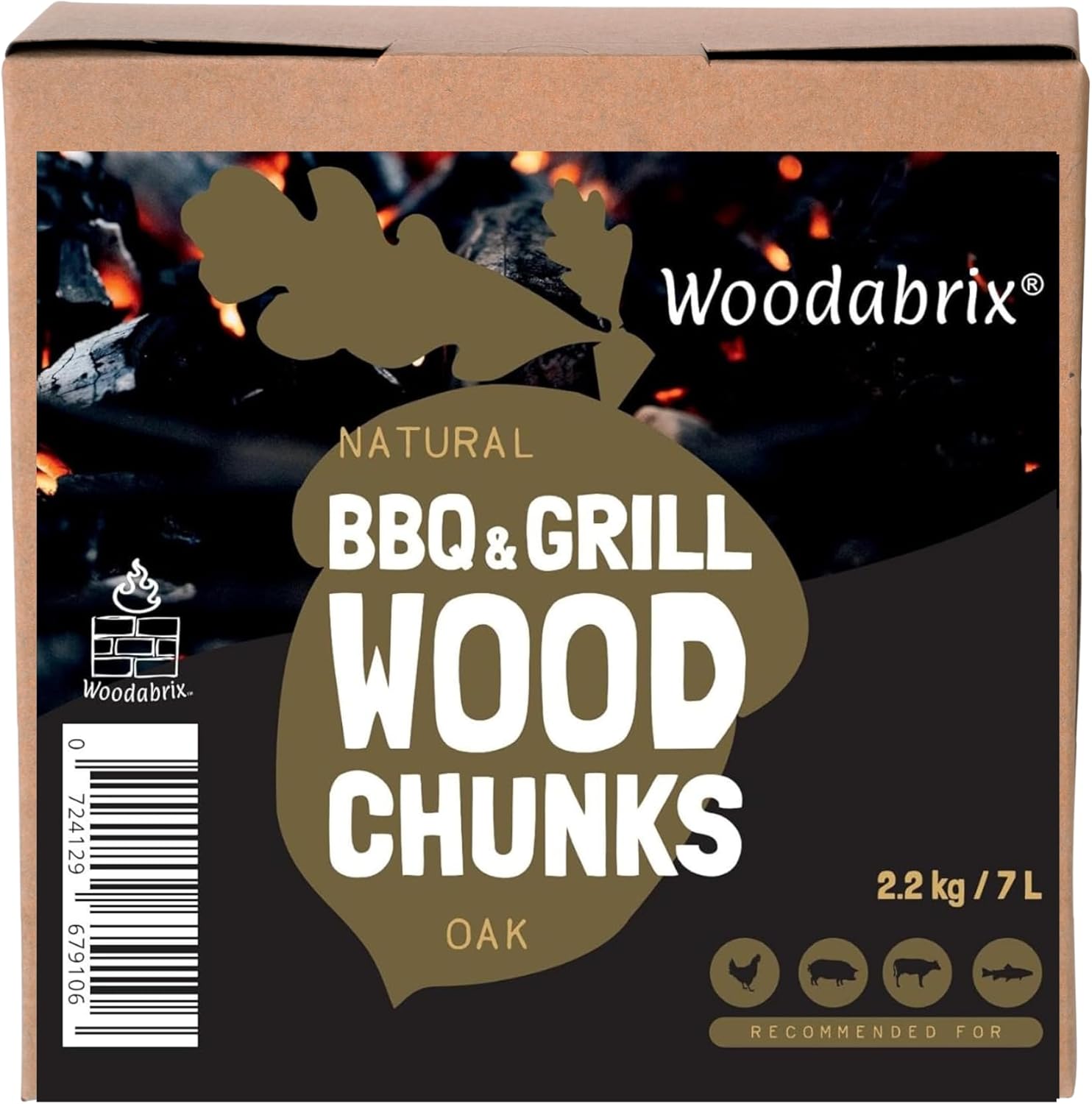 Wood Chunks for BBQ, 2.2Kg/7L, Chunks for Smoking Food, Oak