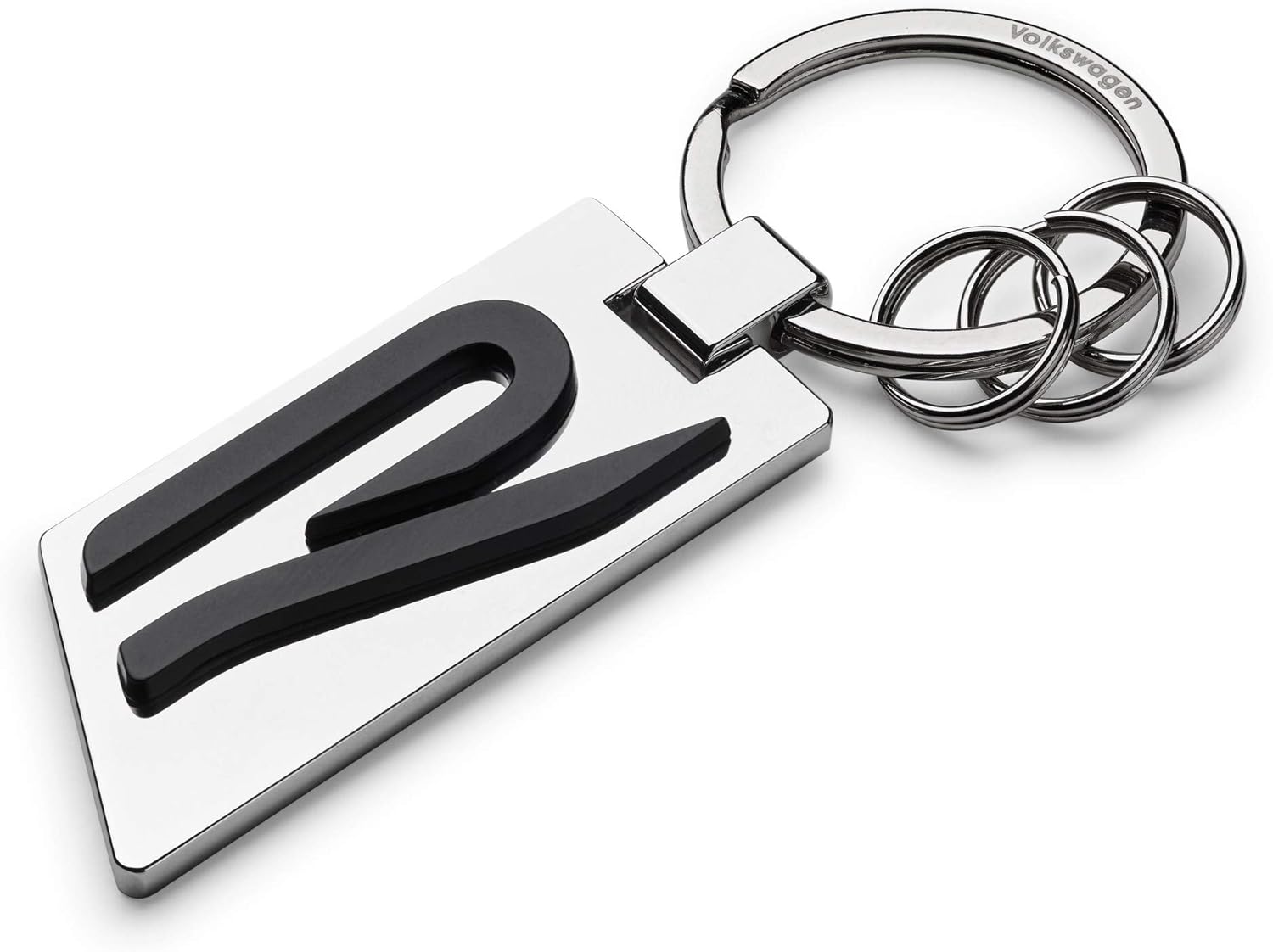 Volkswagen 5H6087010 Keyring Original R Logo Metal Silver/Chrome/Black, M