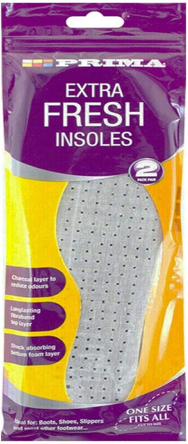 NTI 4 x Shoe Insoles Insert Extra Comfort Charcoal Sports Running Jogging Anti Odours Fleece Leather Walk Trainers Slippers Mens Women UK Size 3-11