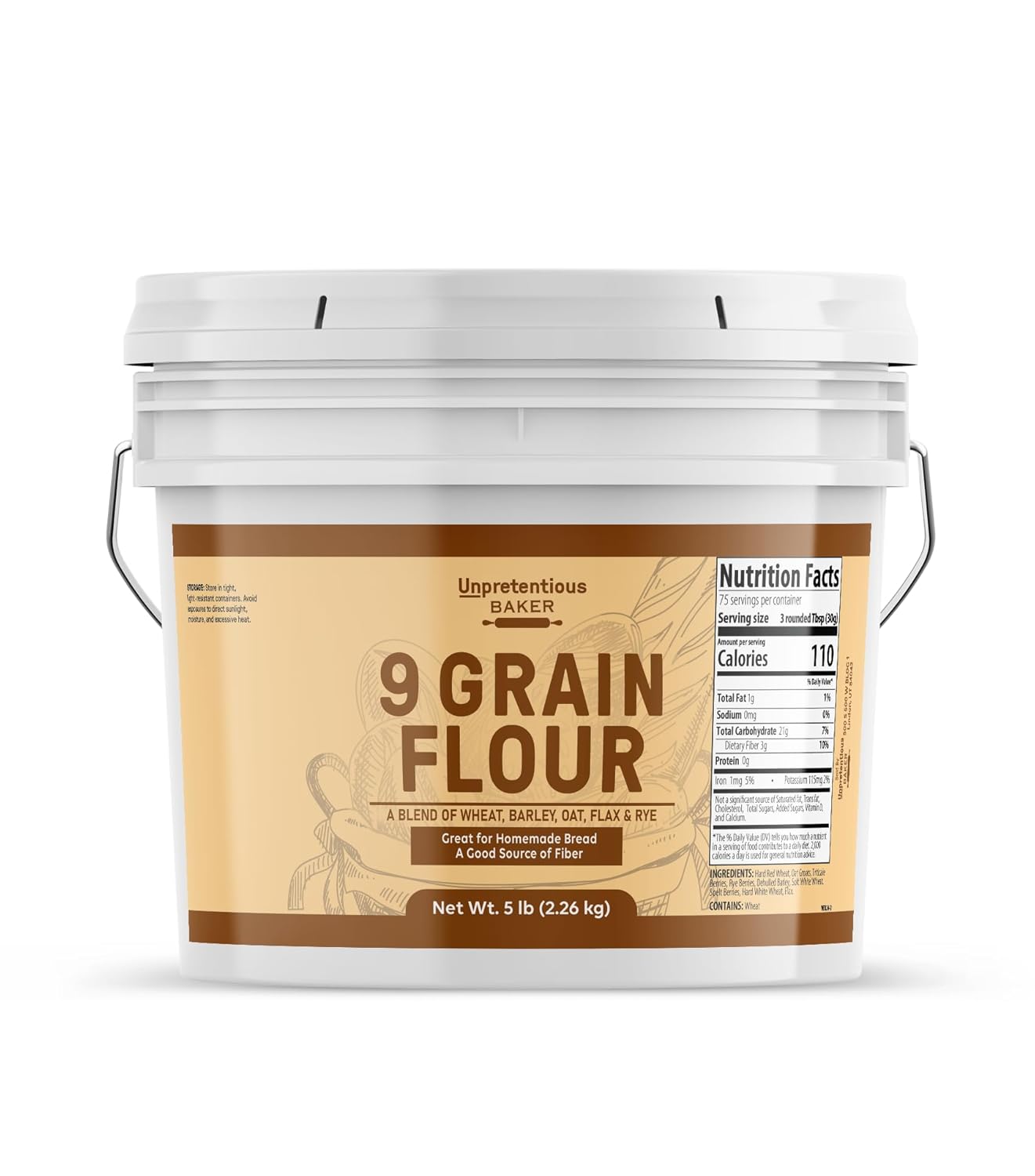 Unpretentious 9 Grain Flour, 1 Gallon, Bread & Dough, Storable, Fresh Homemade Bread