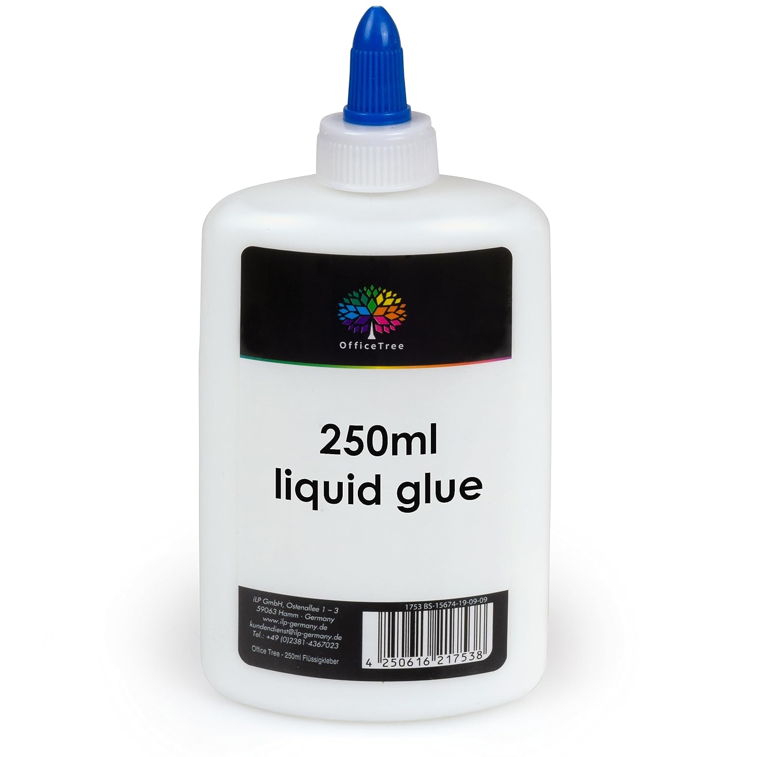 OfficeTree 250 ml Liquid White Glue For Crafts Transparent Drying - White PVA Glue for Crafting - Clear Glue Liquid - PVA School Glue - Paper Craft Glue Strong - Solvent Free Liquid Adhesive