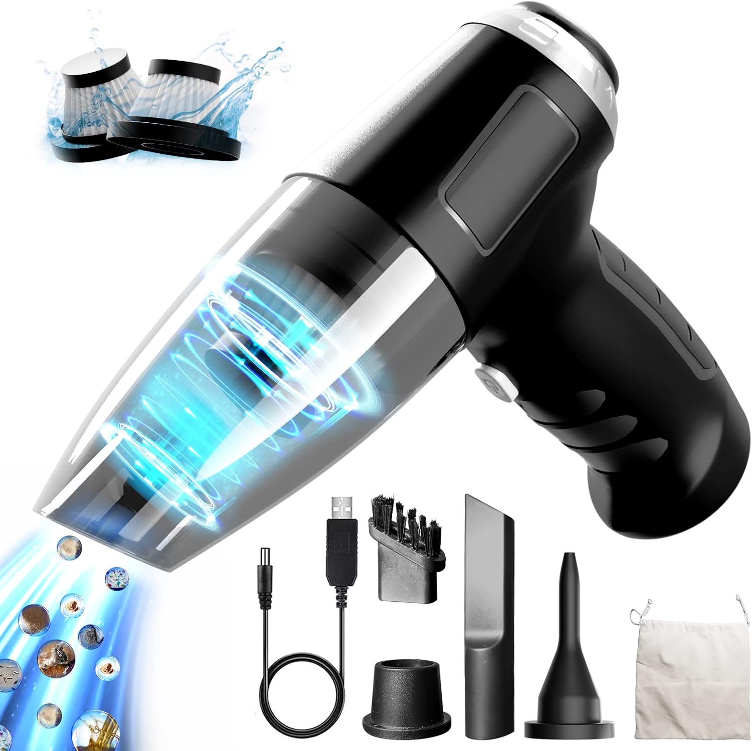 Jingyunali handheld vacuum cleaner - High Suction Power 8000PA, Portable car vacuum cleaner, Suitable for Cleaning Cars, Homes, Pets and Small Spaces.