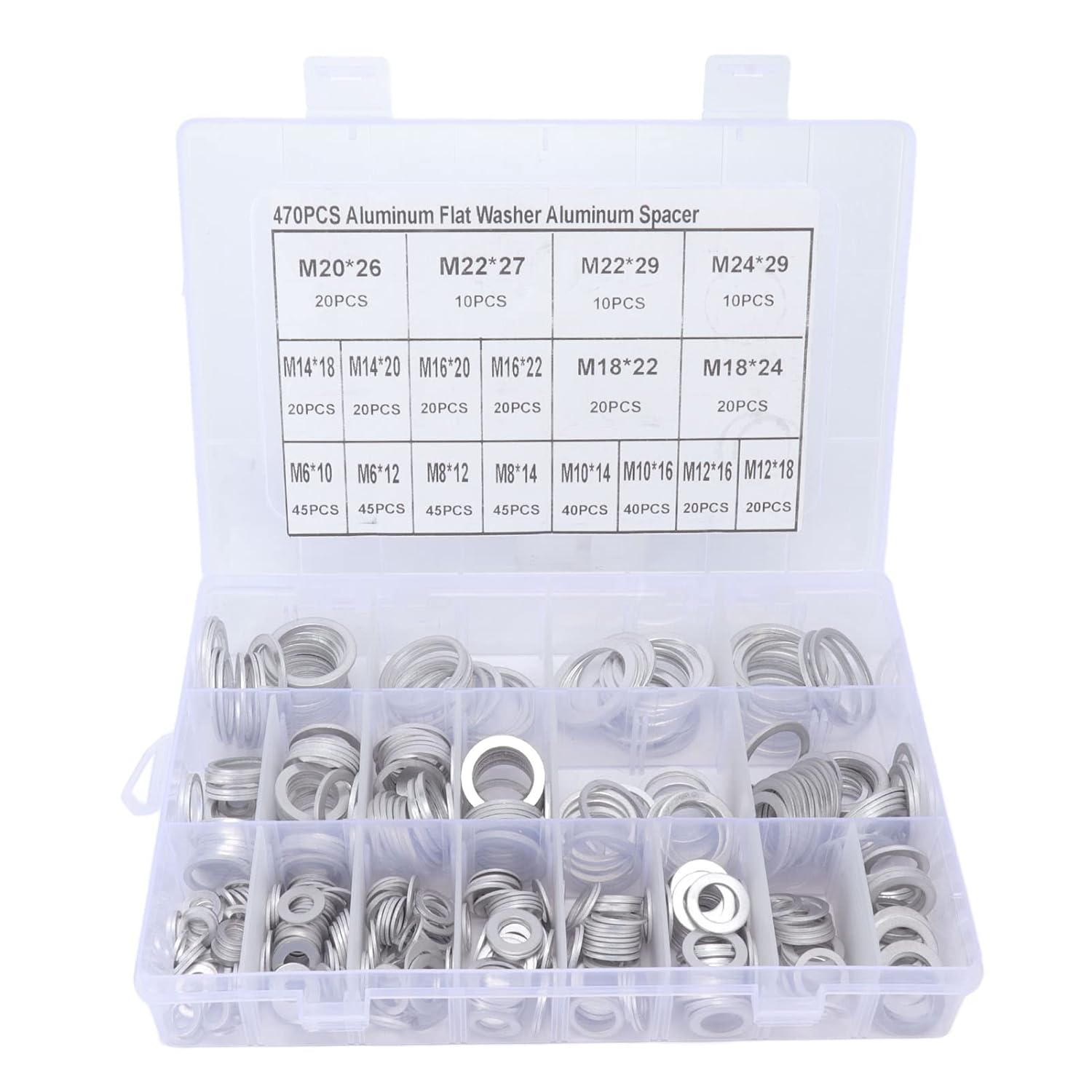 470 Pcs Aluminum Alloy Weather Resistant Washer Set for Automotive Plumbing Industrial Hydraulic Pneumatic Maintenance