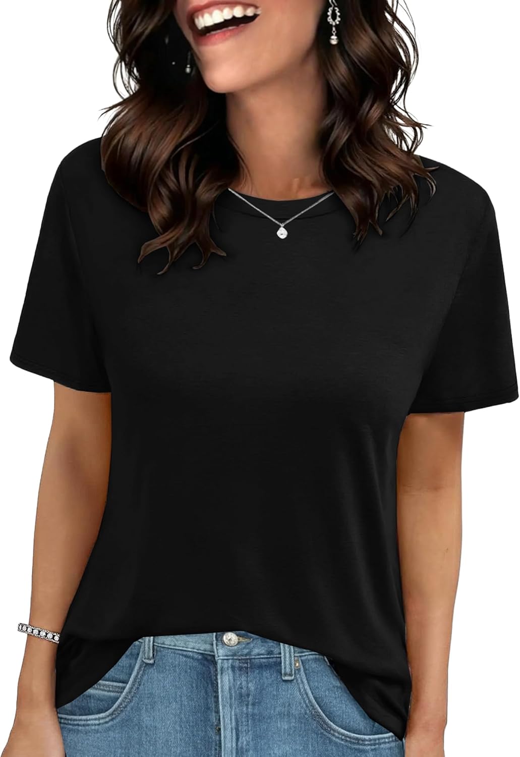 GAYHAY T-Shirts for Women - Short Sleeve Basic Tees Soft Crew Neck Trendy Summer Tops for Casual Outfits 2025