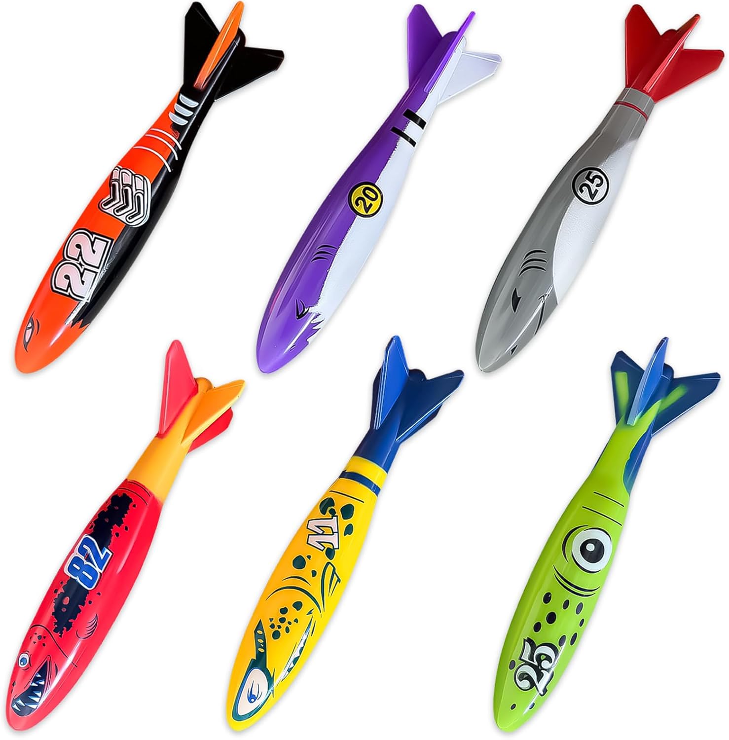 Pool Toys for Kids Ages 4-8 8-12, 6 Pack Shark Diving Toys for Underwater Games, Summer Water Fun & Pool Activities