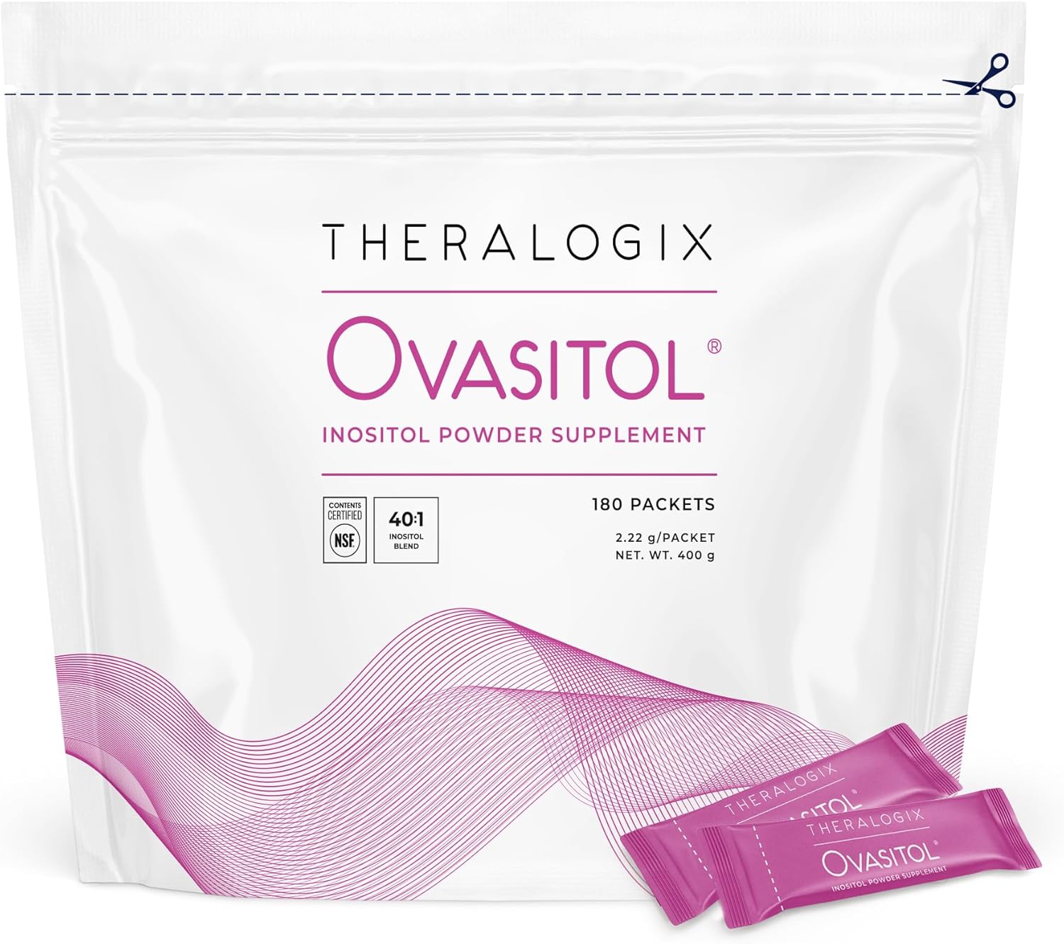 Theralogix Ovasitol Inositol Powder Packets - 90-Day Supply - Myo-Inositol & D-Chiro for Hormone Balance & Ovarian Function Support* - NSF Certified - 180 Packets