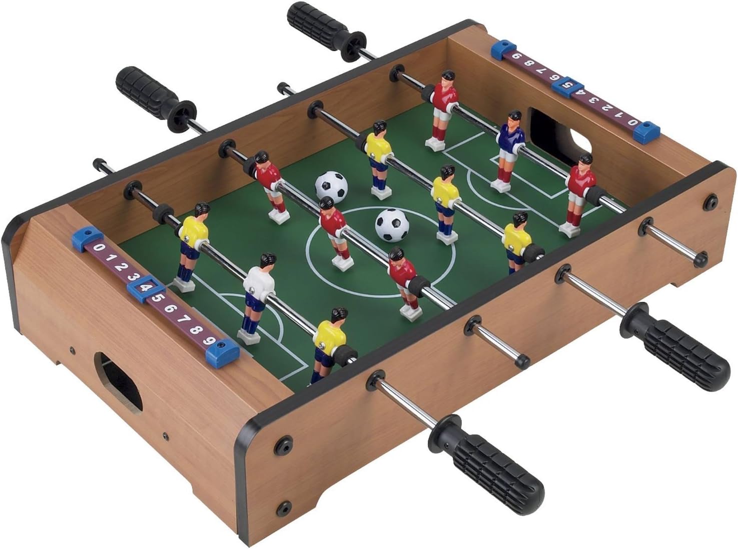 Tabletop Foosball Table- Portable Mini Table Football / Soccer Game Set with Two Balls and Score Keeper for Adults and Kids by Hey! Play!, Tan/Green