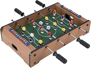 Tabletop Foosball Table- Portable Mini Table Football / Soccer Game Set with Two Balls and Score Keeper for Adults and Kids by Hey! Play!, Tan/Green