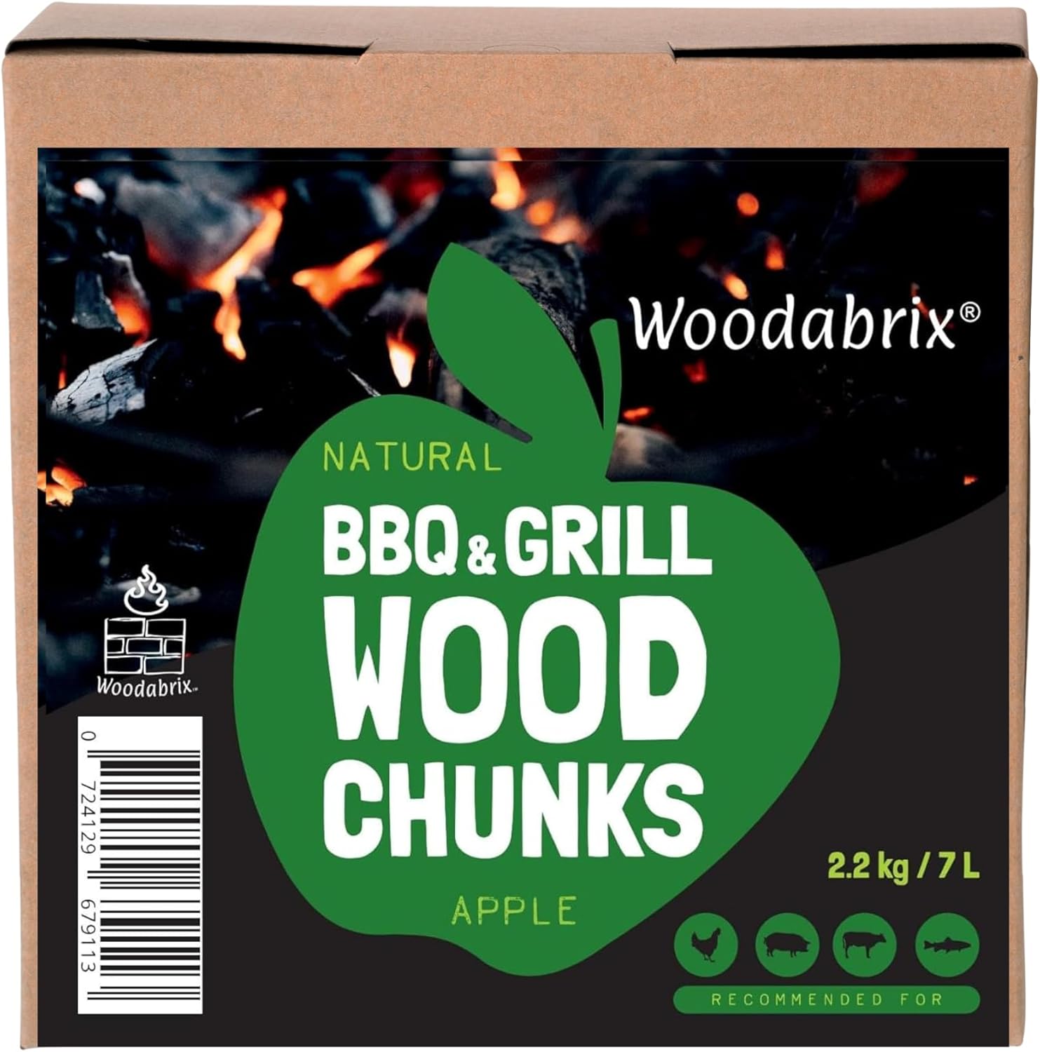 Wood Chunks for BBQ, 2.2Kg/7L, Chunks for Smoking Food, Apple