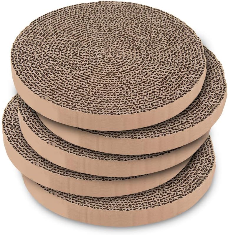 Best Pet Supplies Cat Scratcher Replacement Pads - Cardboard Cat Scratcher Pad, Relieves Stress, Supports Pet Behaviors, 5 Count