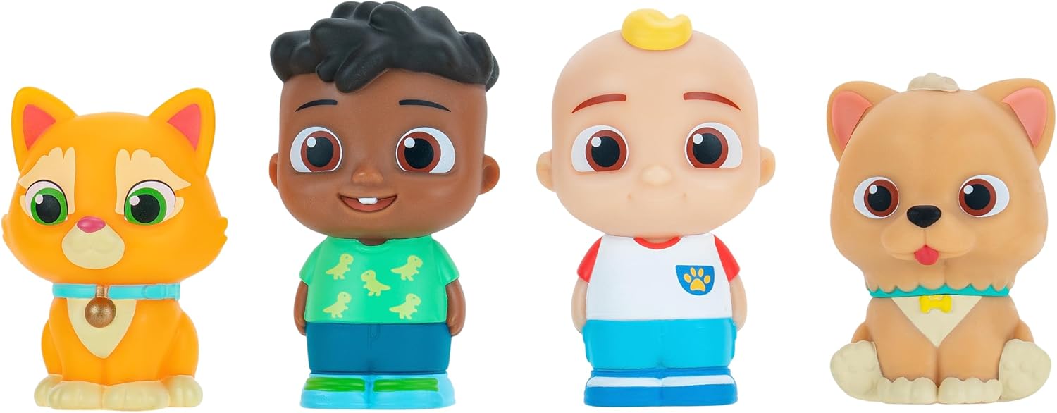 CoComelon Best Friends & Pets 4-Figure Set - Includes JJ, Cody, Bingo the Dog, and Pickles the Cat - Toys for Kids, Infants, and Preschoolers