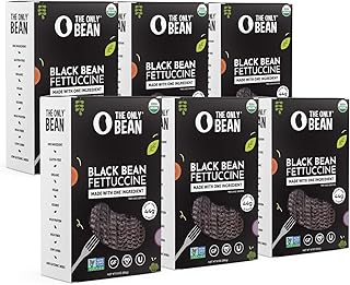 The Only Bean - Organic Black Bean Fettuccine Pasta - High Protein, Keto Friendly, Gluten-Free, Vegan, Non-GMO, Kosher, Low Carb, Plant-Based Bean Noodles - 8 oz (6 Pack)