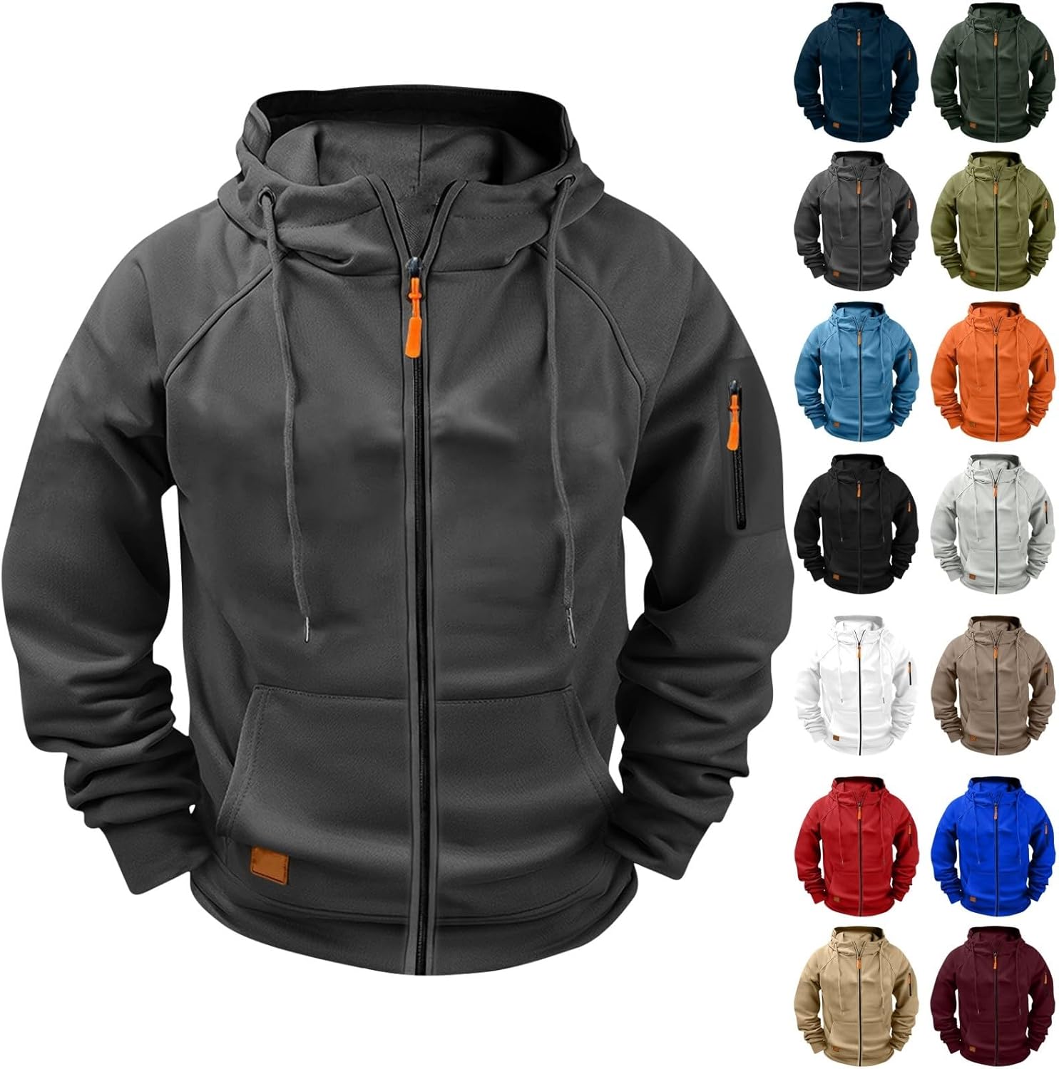Zip Up Hoodie Men Tactical Hoodies Sweatshirt Workout Casual Workout Fall Winter Big And Tall Outfits With Pockets