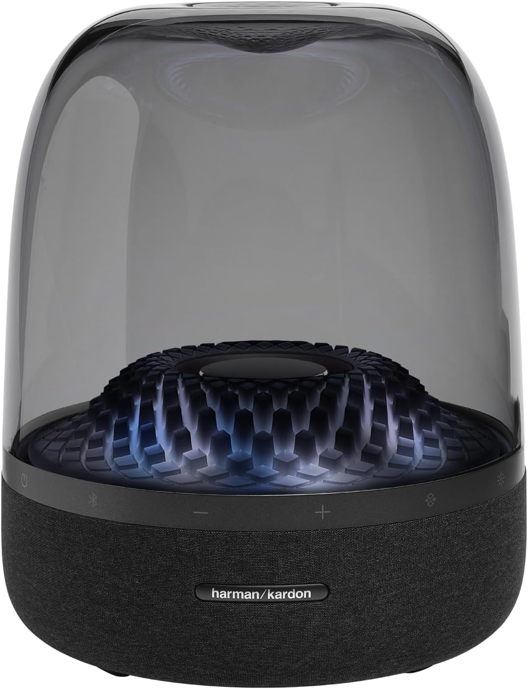 Harman Kardon Aura Portable Bluetooth Speaker with 360-Degree Audio and Ambient Light, Black, UK Plug (Type G)