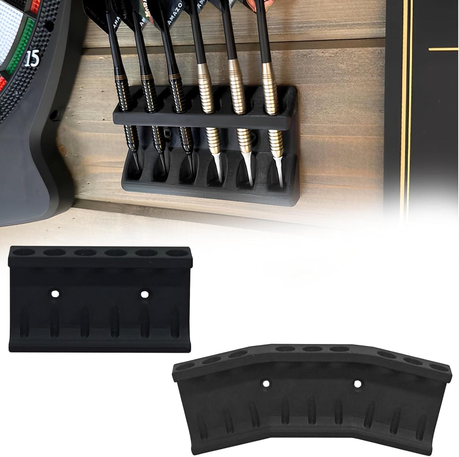 2 Pcs Wall Mounted Dart Holder, Dart Racks to Display 6 and 9 Darts, Unique Gift for Dart Players
