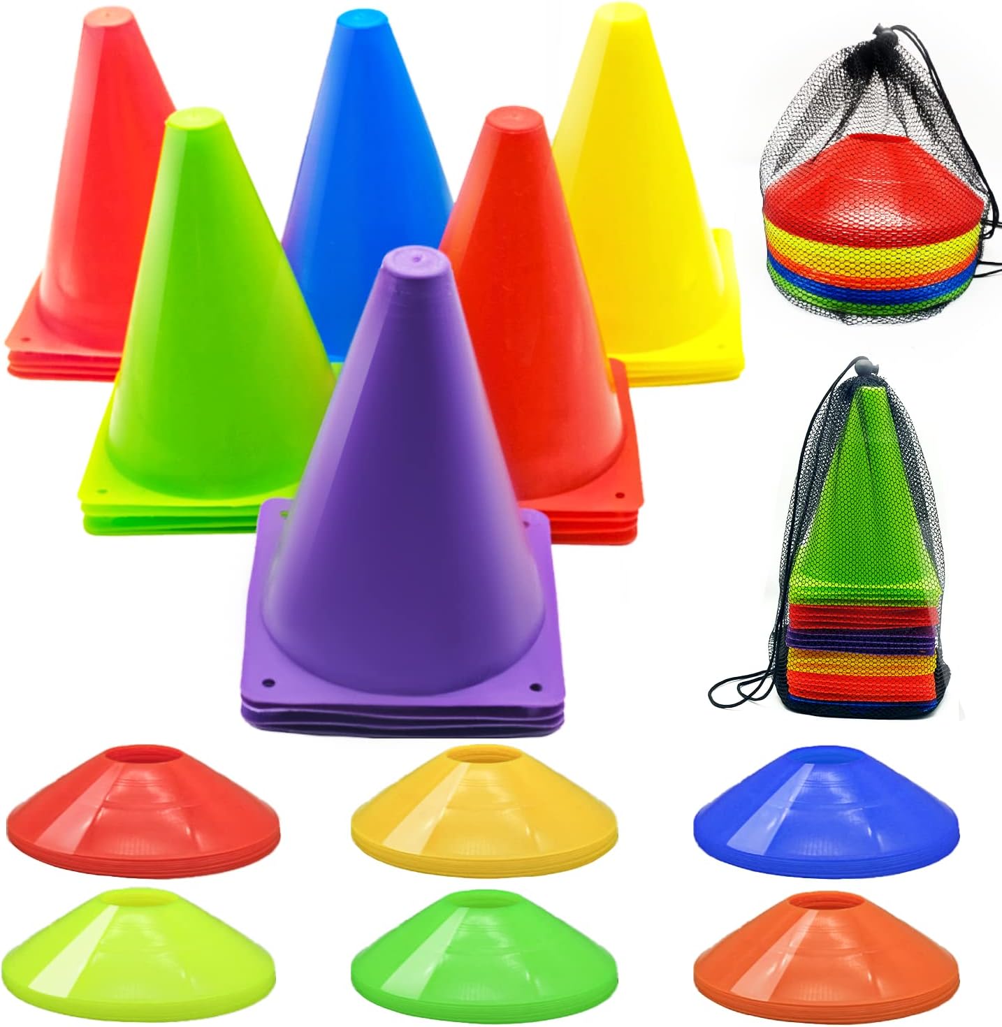Soccer Cones Set, 84/42Pcs 7"/9" Cones Sports + Disc Cones, Cones for Sports with Carry Bag, Training Cones, Soccer Cones for Training, Plastic Soccer Cones for Drills